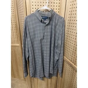 Ralph Lauren Blake Mens Large Blue White Glen Plaid Cotton Button Down Shirt